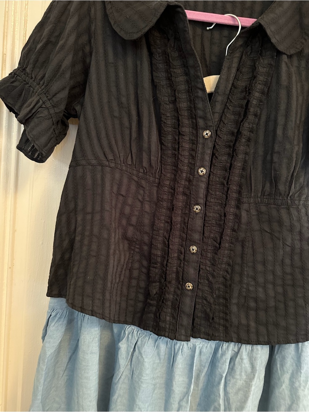 Anthropologie Black Ruffled Button-Front Women's Top size L nwot - Picture 10 of 10
